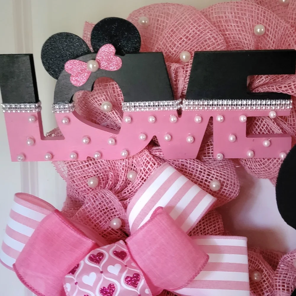 Minnie Mouse Wreath Deco Mesh Bow Genuine Disney Girl Engagement Baby Shower